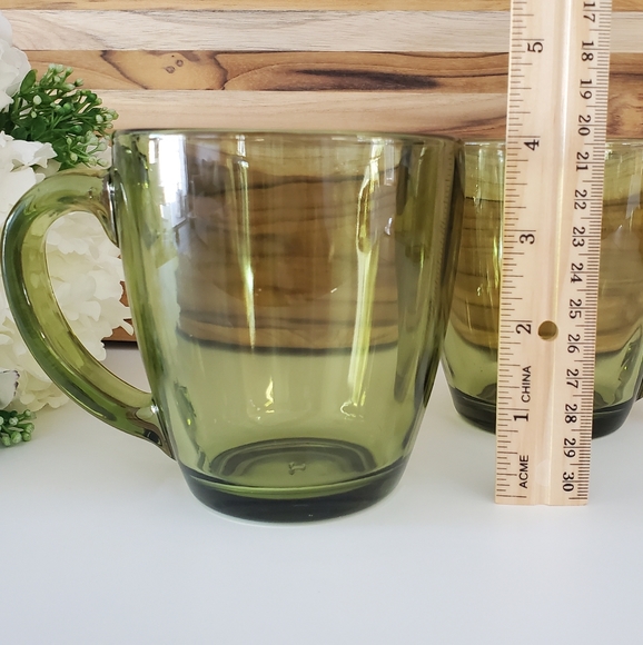 2 Green Glass Coffee Mugs - Libbey - Picture 5 of 5